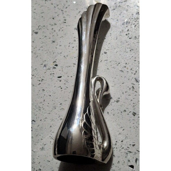 Vintage Silver Tone Swan Art Nouveau Style 7 inch Bud Vase Weighted Bottom - Picture 12 of 15